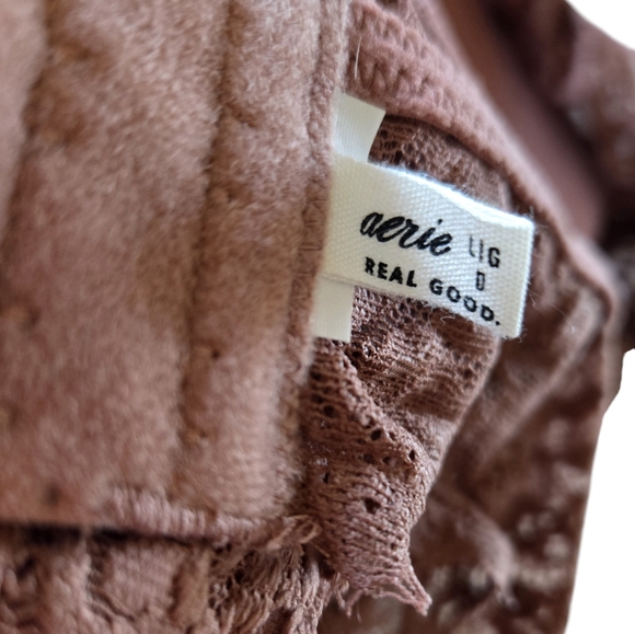 Aerie Eyelash Lace Padded Plunge Bralette, Meadow Bound, Large - Picture 5 of 5